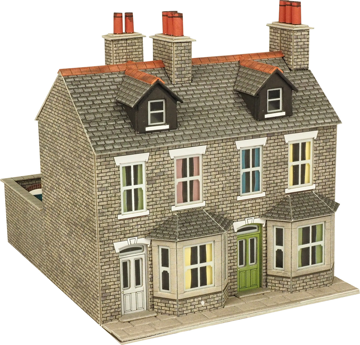 Metcalfe PO275 Low Relief Stone Terraced House Fronts Die Cut Card Kit 00 1st Pt 