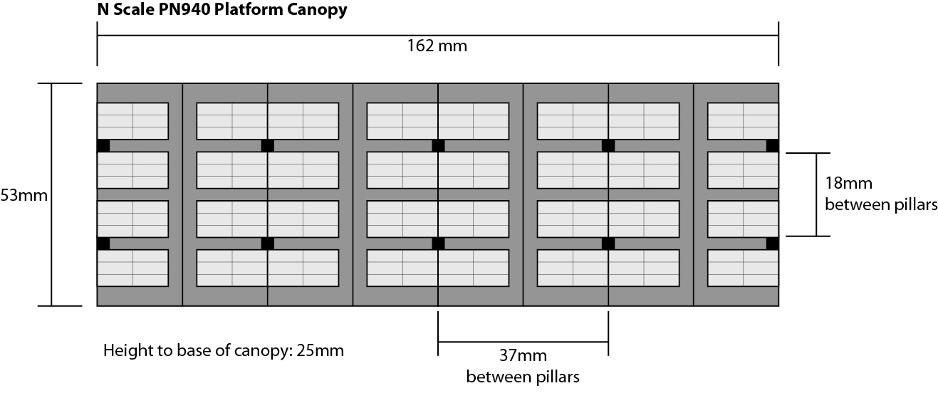 Railway Model Laser Cut Card Kit N Metcalfe PN940 Platform Canopy 